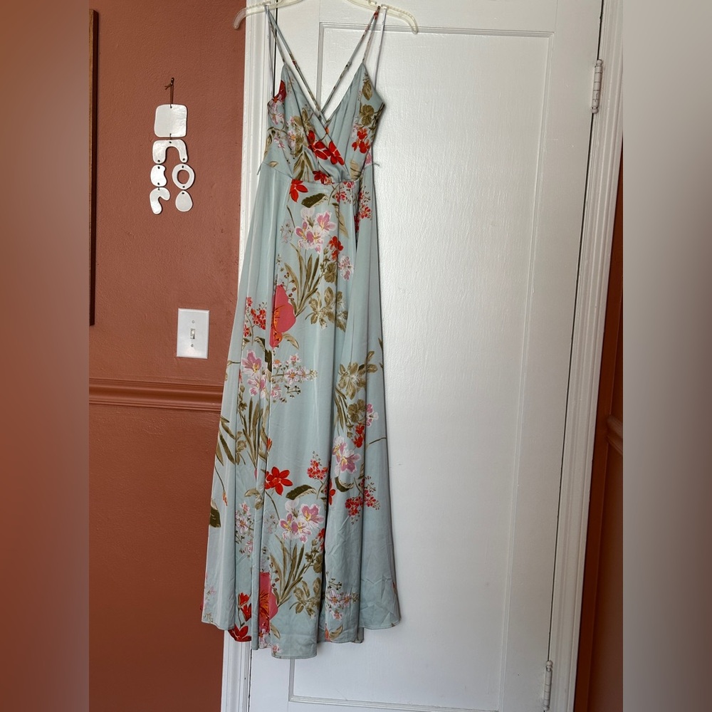 Lulus Still the One Sage Green Floral Print Satin Maxi Dress - Picture 4 of 12